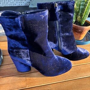 Saks Fifth Avenue Midnight Velvet Heeled Boots